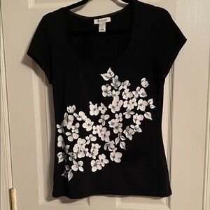 WHBM Floral Black Women's Top